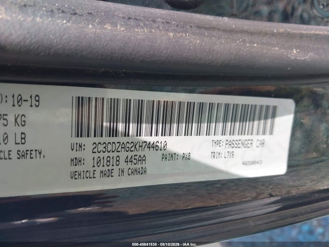 Dodge Challenger Sxt 2019 2C3CDZAG2KH744610 Image 9