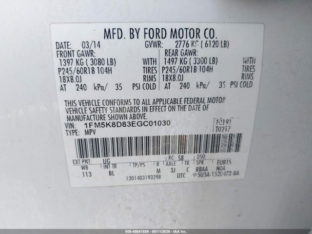 Ford EXPLORER XLT 2014 1FM5K8D83EGC01030 Image 9