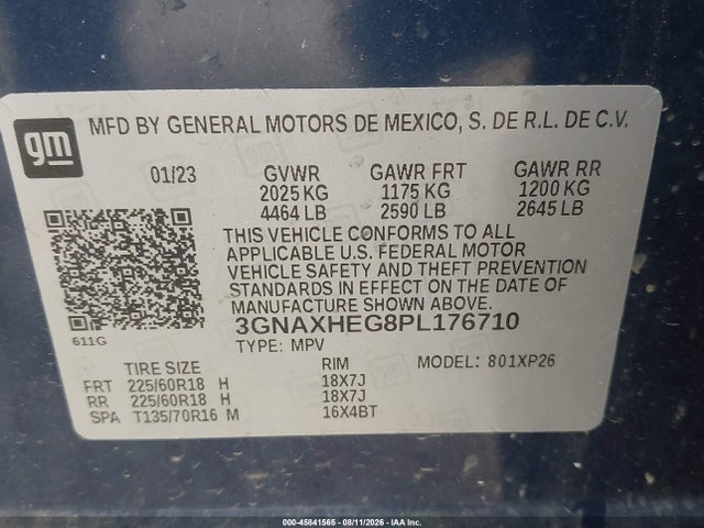 Aukcja sprzedaży 2023 Chevrolet Equinox Fwd Ls, vin: 3GNAXHEG8PL176710, numer aukcji: 45841565