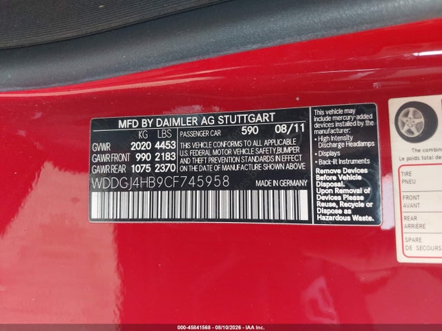 Продажа на аукционе авто 2012 Mercedes-benz C 250, vin: WDDGJ4HB9CF745958, номер лота: 45841568
