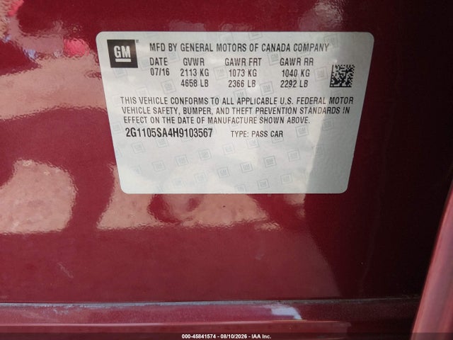 2G1105SA4H9103567 Chevrolet IMPALA 1LT