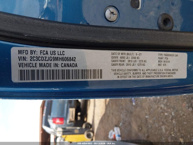 45841602 :رقم المزاد ، 2C3CDZJG9MH606842 vin ، 2021 Dodge Challenger Gt مزاد بيع