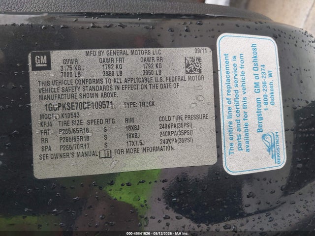 Продаж на аукціоні авто 2012 Chevrolet Silverado 1500 Lt, vin: 1GCPKSE70CF109571, номер лоту: 45841626