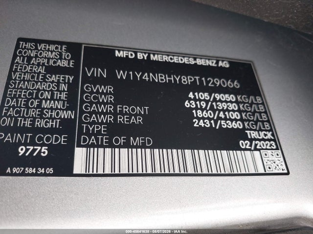 45841638 :رقم المزاد ، W1Y4NBHY8PT129066 vin ، 2023 Mercedes-benz Sprinter 2500 Standard Roof 4-cyl Diesel Ho مزاد بيع