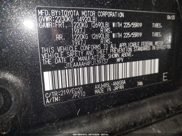 45841672 :رقم المزاد ، JTEAAAAH4PJ139737 vin ، 2023 Toyota Venza Nightshade Edition مزاد بيع