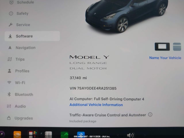 45841697 :رقم المزاد ، 7SAYGDEE4RA251385 vin ، 2024 Tesla Model Y Long Range Dual Motor All-wheel Drive مزاد بيع