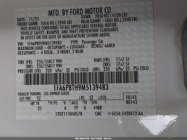 Ford Mustang Ecoboost Fastback 2021 1FA6P8TH9M5139483 Image 9