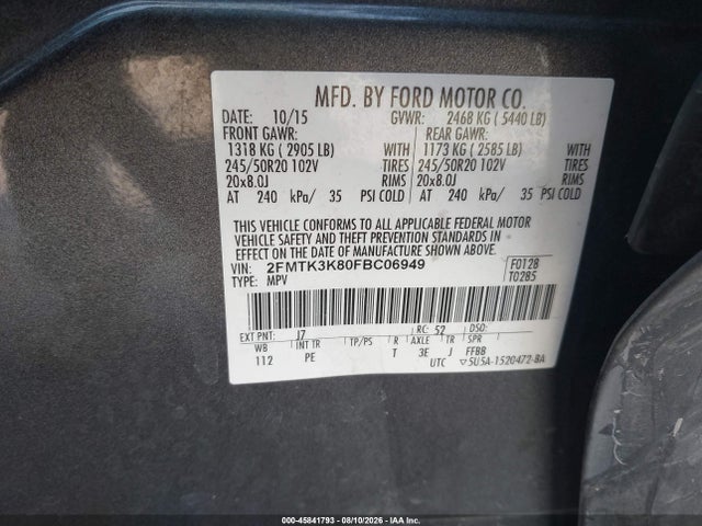 Ford Edge Titanium 2015 2FMTK3K80FBC06949 Image 9