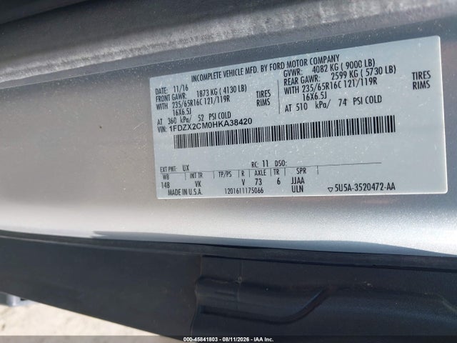 Aukcja sprzedaży 2017 Ford Transit-350 Xl, vin: 1FDZX2CM0HKA38420, numer aukcji: 45841803