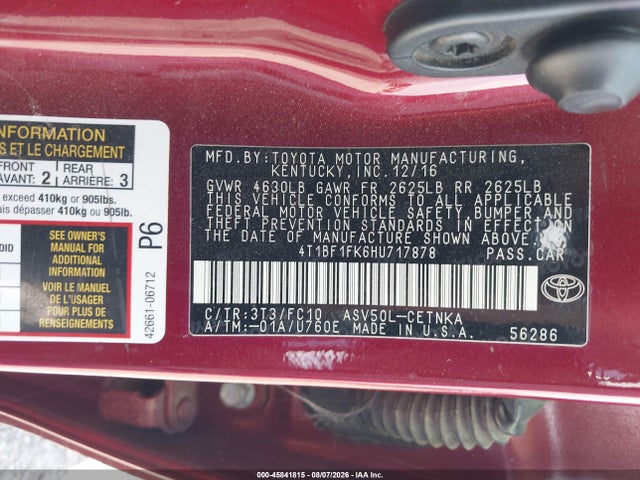 Toyota CAMRY LE 2017 4T1BF1FK6HU717878 Image 9