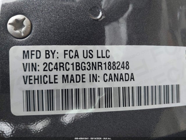 Продаж на аукціоні авто 2022 Chrysler Pacifica Touring L, vin: 2C4RC1BG3NR188248, номер лоту: 45841841