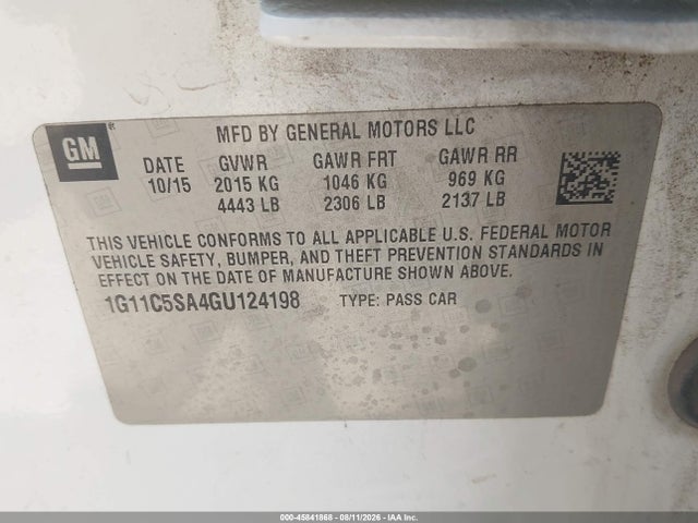 1G11C5SA4GU124198 Chevrolet Malibu Limited Lt