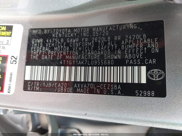 Toyota CAMRY SE 2020 4T1G11AK7LU955680 Image 9