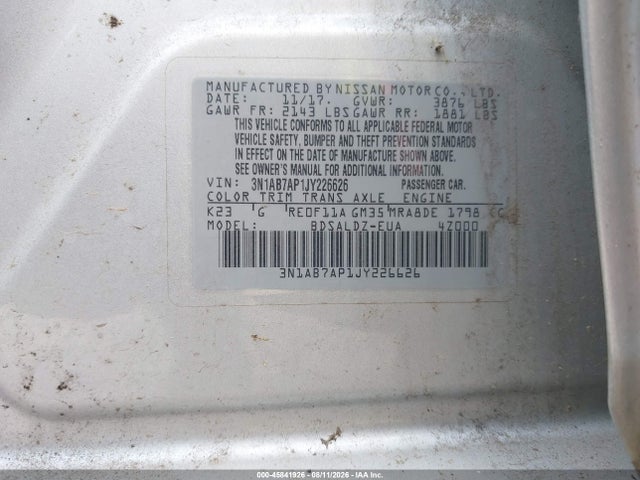 Nissan SENTRA SV 2018 3N1AB7AP1JY226626 Image 9