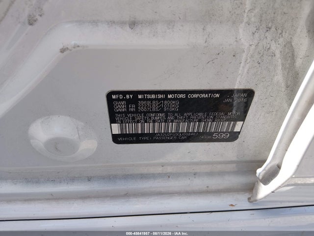 2016 Mitsubishi Lancer Es მანქანა იყიდება აუქციონზე, vin: JA32U2FU3GU008467, აუქციონის ნომერი: 45841957