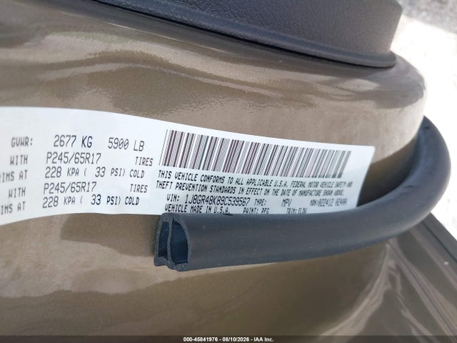 Aukcja sprzedaży 2009 Jeep Grand Cherokee Laredo, vin: 1J8GR48K89C539567, numer aukcji: 45841976