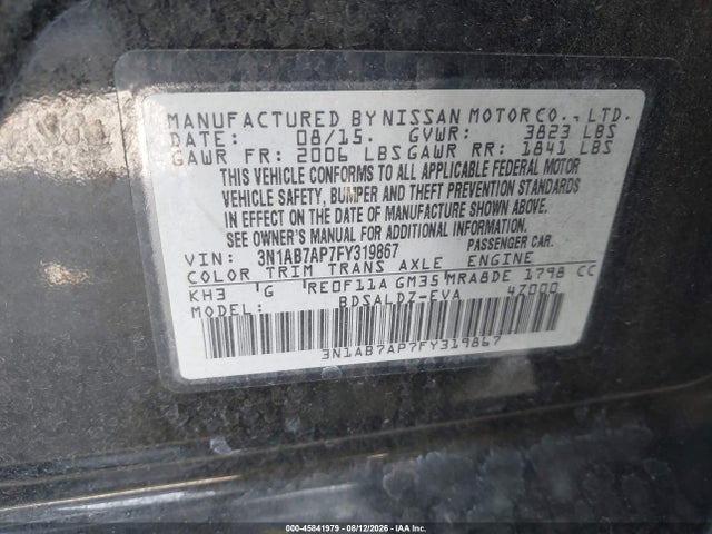 Nissan SENTRA SV 2015 3N1AB7AP7FY319867 Image 9