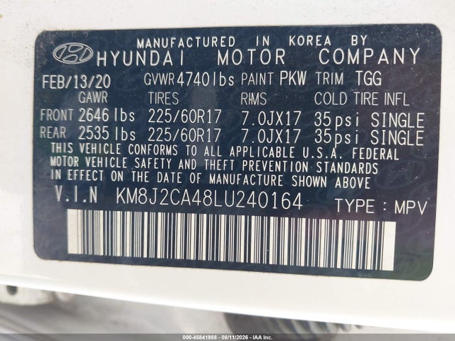 Hyundai TUCSON SE 2020 KM8J2CA48LU240164 Image 9
