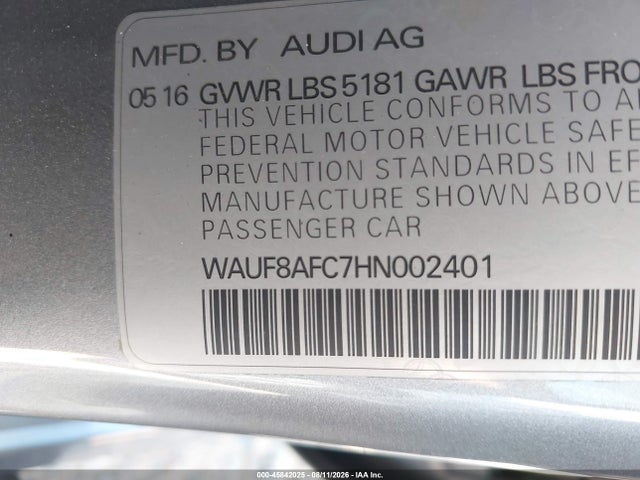 45842025 :رقم المزاد ، WAUF8AFC7HN002401 vin ، 2017 Audi A6 Premium مزاد بيع