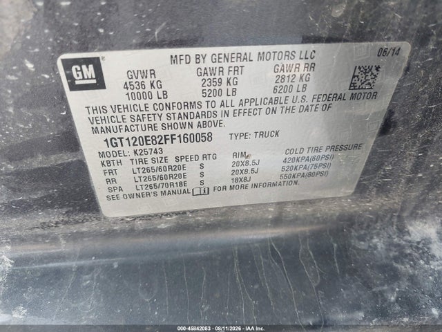 Aukcja sprzedaży 2015 Gmc Sierra 2500hd Denali, vin: 1GT120E82FF160058, numer aukcji: 45842083