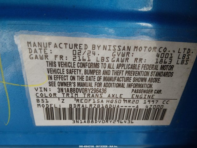 Aukcja sprzedaży 2024 Nissan Sentra Sr Xtronic Cvt, vin: 3N1AB8DV0RY296436, numer aukcji: 45842106