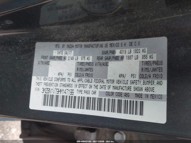 45842150 :رقم المزاد ، 3MZBN1V79HM147199 vin ، 2017 Mazda Mazda3 Touring مزاد بيع