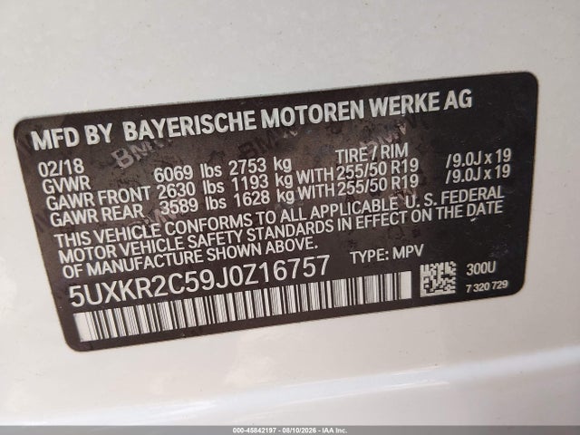 Продажа на аукционе авто 2018 Bmw X5 Sdrive35i, vin: 5UXKR2C59J0Z16757, номер лота: 45842197