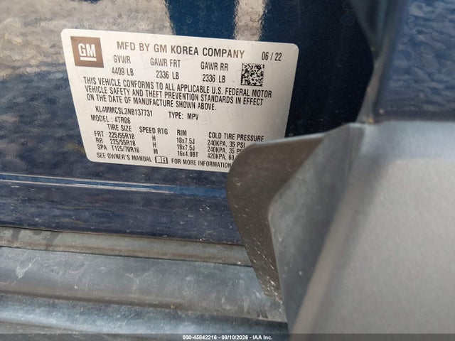 Продаж на аукціоні авто 2022 Buick Encore Gx Awd Preferred, vin: KL4MMCSL3NB137731, номер лоту: 45842216