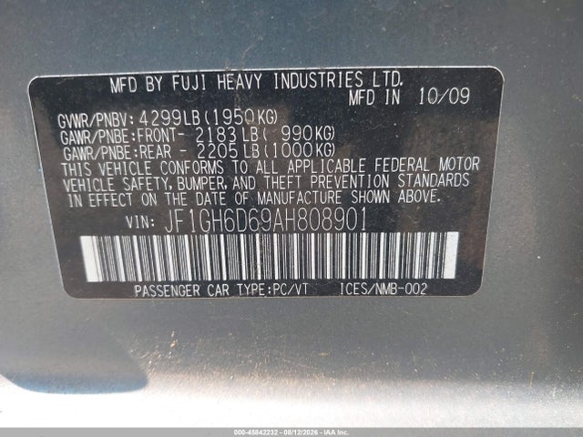 2010 Subaru Impreza Outback Sport მანქანა იყიდება აუქციონზე, vin: JF1GH6D69AH808901, აუქციონის ნომერი: 45842232