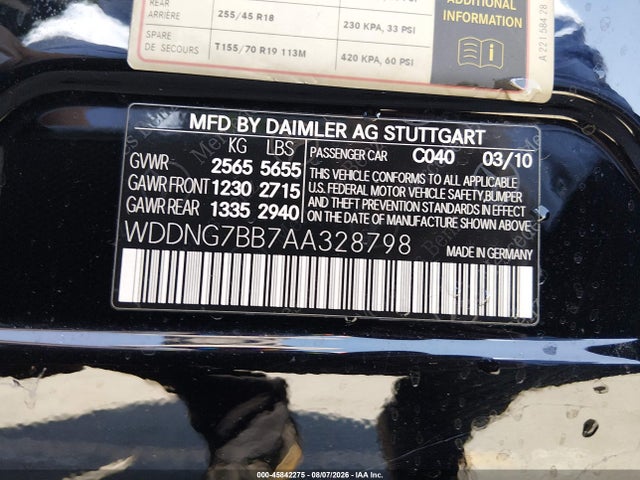Продаж на аукціоні авто 2010 Mercedes-benz S 550, vin: WDDNG7BB7AA328798, номер лоту: 45842275
