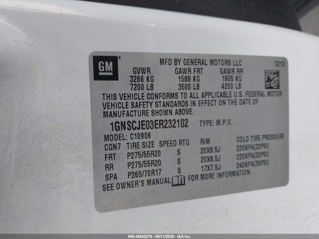 Chevrolet Suburban Lt 2014 1GNSCJE03ER232102 Image 9