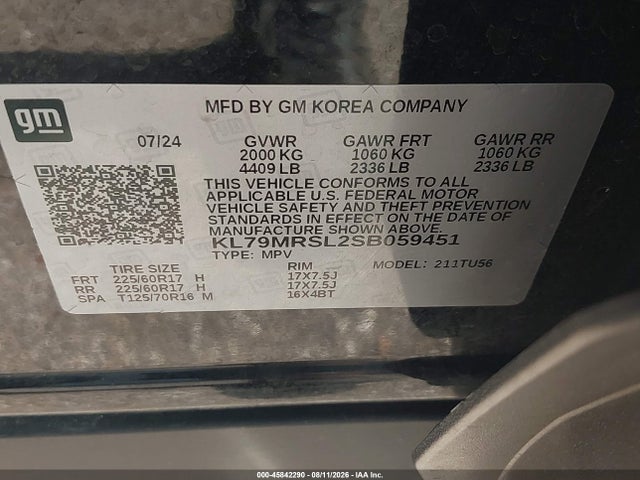 Продаж на аукціоні авто 2025 Chevrolet Trailblazer Awd Lt, vin: KL79MRSL2SB059451, номер лоту: 45842290