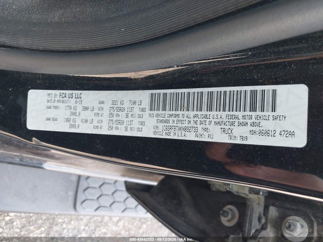 Aukcja sprzedaży 2019 Ram 1500 Big Horn/lone Star  4x4 6'4 Box, vin: 1C6SRFBTXKN892733, numer aukcji: 45842333