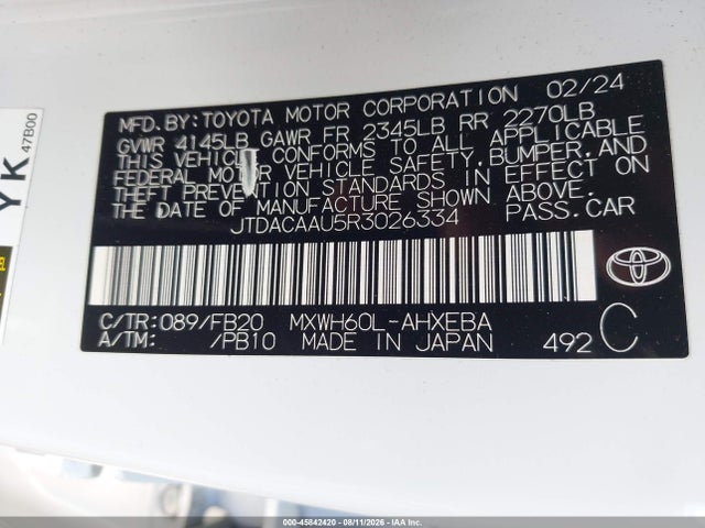 Toyota Prius Le 2024 JTDACAAU5R3026334 Image 9