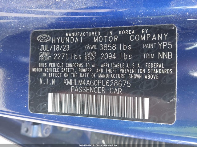 Aukcja sprzedaży 2023 Hyundai Elantra Sel, vin: KMHLM4AG0PU628675, numer aukcji: 45842426