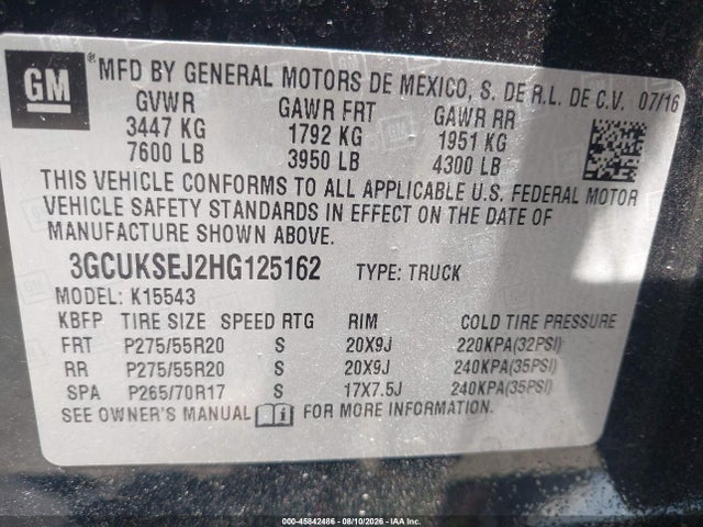 3GCUKSEJ2HG125162 Chevrolet Silverado 1500 Ltz