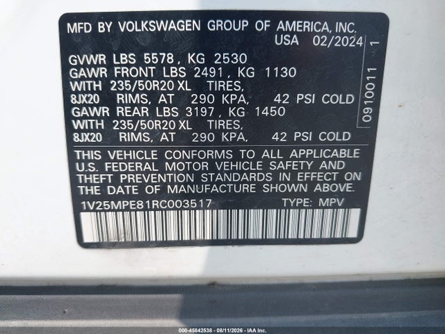 1V25MPE81RC003517 Volkswagen Id.4 S