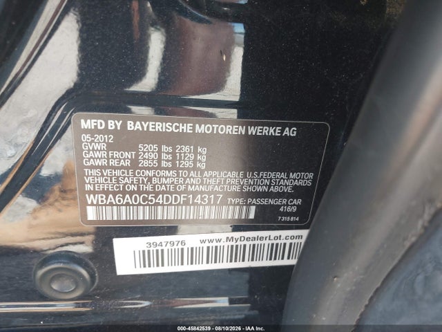 Продажа на аукционе авто 2013 Bmw 640i Gran Coupe, vin: WBA6A0C54DDF14317, номер лота: 45842539