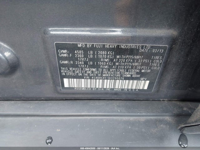 2013 Subaru Outback 2.5i Limited მანქანა იყიდება აუქციონზე, vin: 4S4BRCKC1D3290076, აუქციონის ნომერი: 45842555