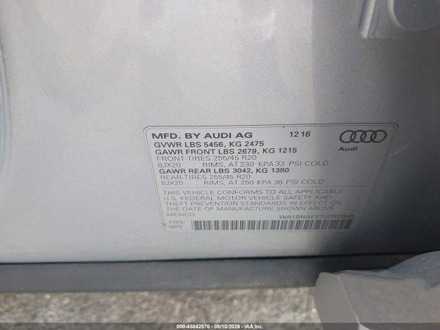 Продажа на аукционе авто 2018 Audi Q5 2.0t Premium/2.0t Tech Premium, vin: WA1BNAFY7J2002549, номер лота: 45842576