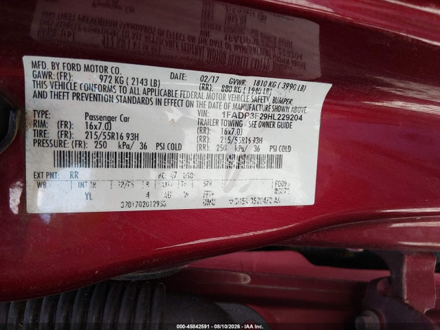 Ford FOCUS SE 2017 1FADP3F29HL229204 Image 9