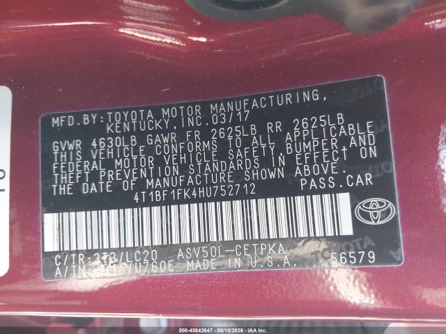Toyota CAMRY XSE 2017 4T1BF1FK4HU752712 Image 9