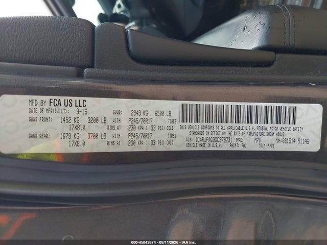 2016 Jeep Grand Cherokee Laredo მანქანა იყიდება აუქციონზე, vin: 1C4RJFAG3GC378731, აუქციონის ნომერი: 45842674