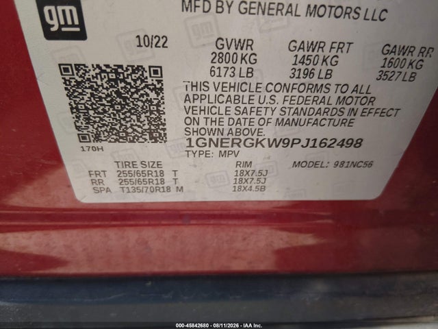2023 Chevrolet Traverse Fwd Lt Cloth მანქანა იყიდება აუქციონზე, vin: 1GNERGKW9PJ162498, აუქციონის ნომერი: 45842680