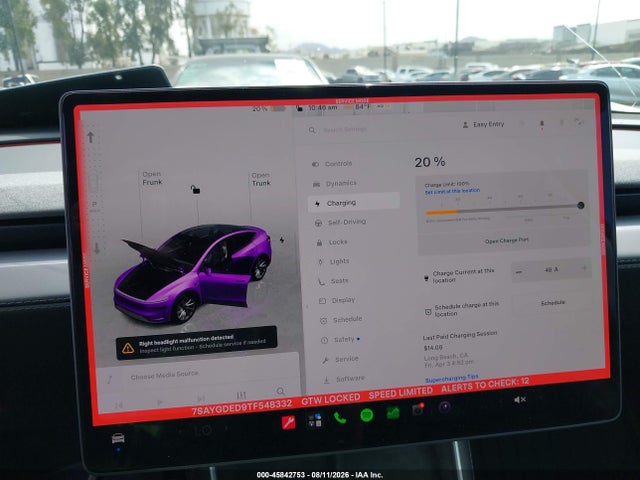2026 Tesla Model Y Premium Rear-wheel Drive/rear-wheel Drive მანქანა იყიდება აუქციონზე, vin: 7SAYGDED9TF548332, აუქციონის ნომერი: 45842753
