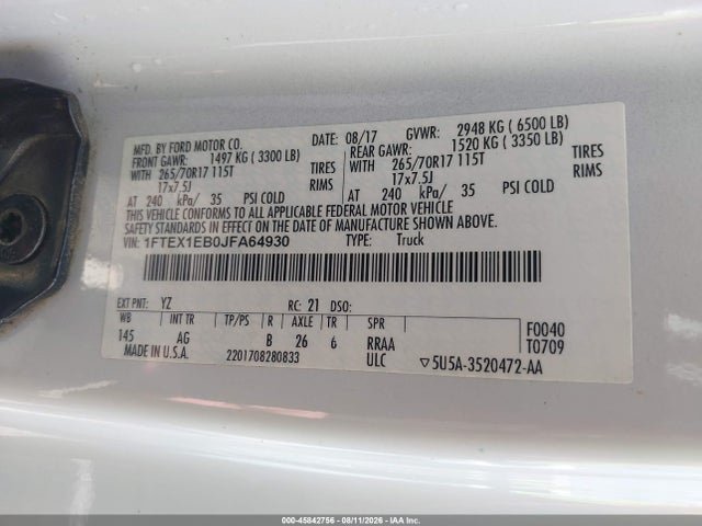 Ford F-150 Xl 2018 1FTEX1EB0JFA64930 Image 9