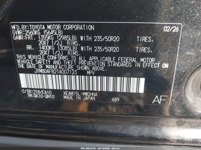 JTMBDAFB2TA007123 Toyota Bz Limited