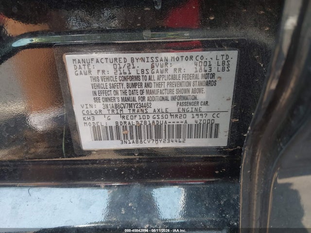 Aukcja sprzedaży 2021 Nissan Sentra Sv Xtronic Cvt, vin: 3N1AB8CV7MY234462, numer aukcji: 45842896