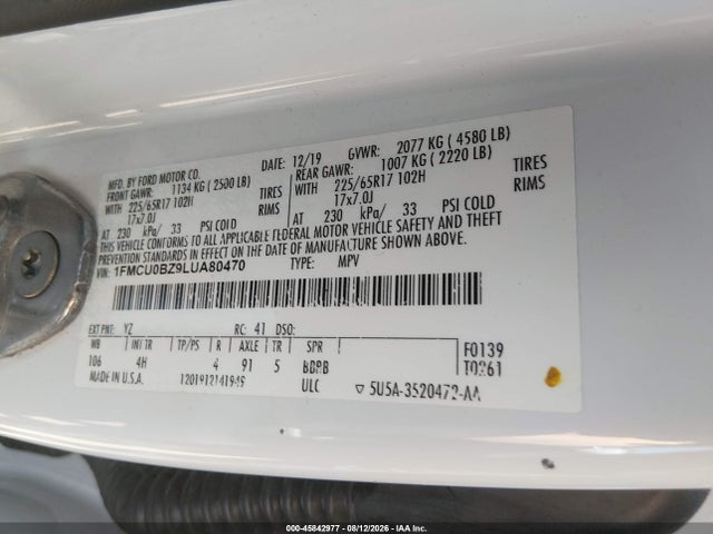 1FMCU0BZ9LUA80470 Ford Escape Se Sport Hybrid