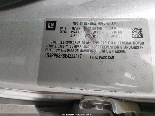 Продажа на аукционе авто 2014 Buick Verano, vin: 1G4PP5SK6E4222317, номер лота: 45842997